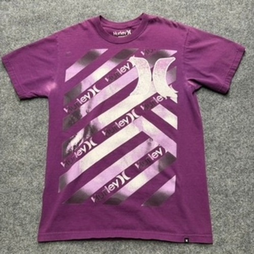Hurley Mens Graphic T-Shirt Purple Short Sleeve Regular Fit Cotton Medium